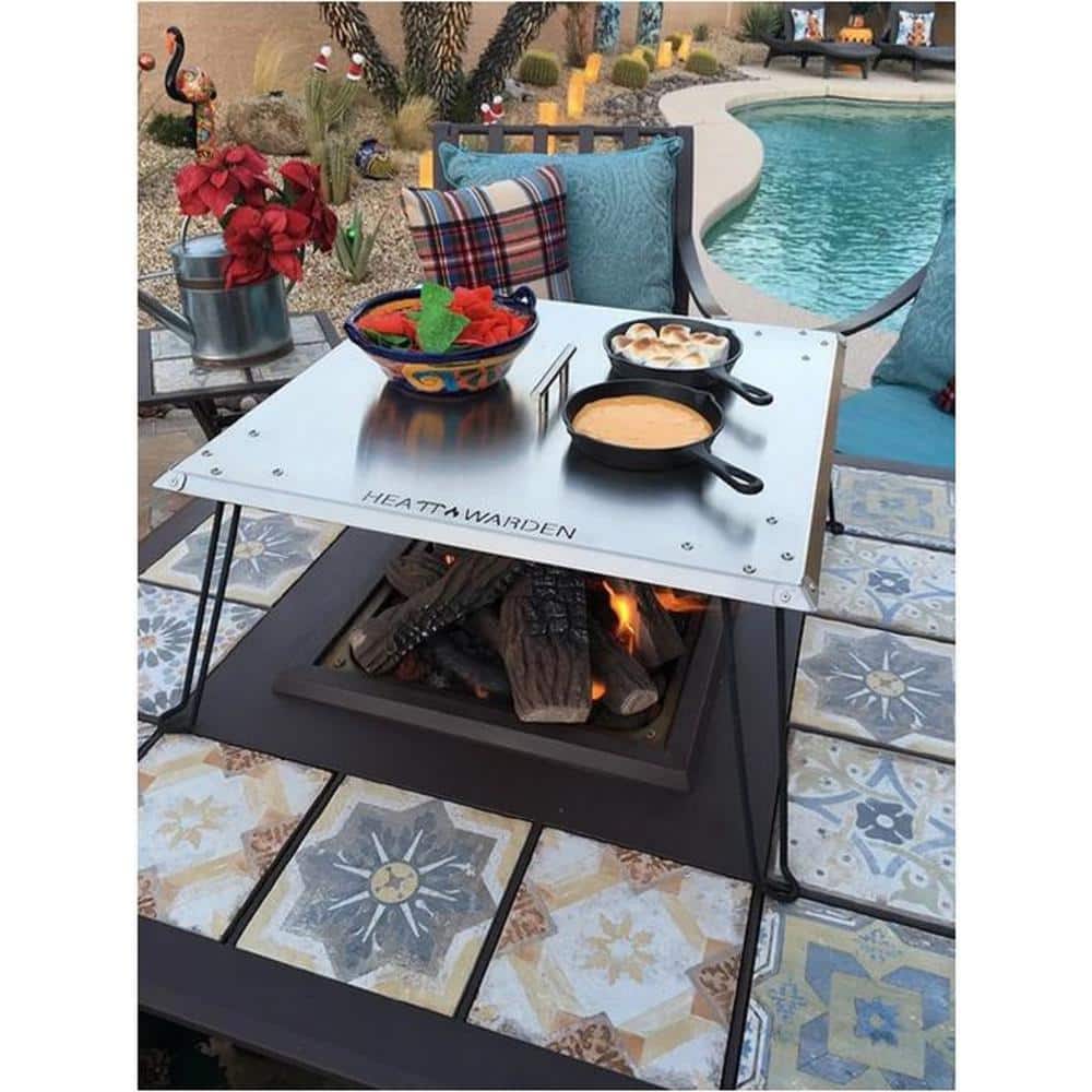 Stainless Steel Gas Fire Pit Heat Deflector with Foldable Legs