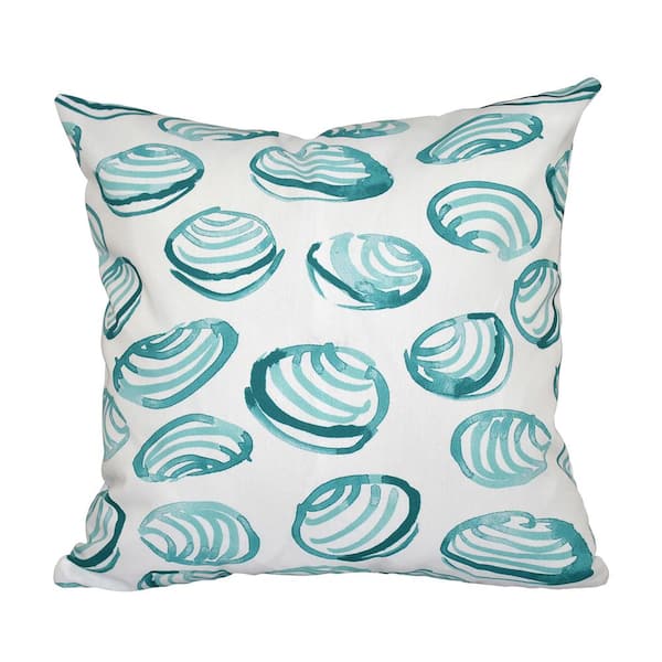 E BY DESIGN LLC Clams Aqua Geometric 16 in. x 16 in. Throw Pillow