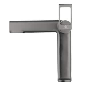 1.2 GPM Single Handle Single Hole Bathroom Faucet with Water Supply Hoses and 1.18 in. Long Spout in Gunmetal Gray