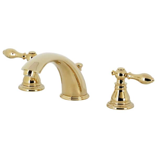 Kingston Brass American Classic 8 in. Widespread 2-Handle Bathroom Faucet in Polished Brass