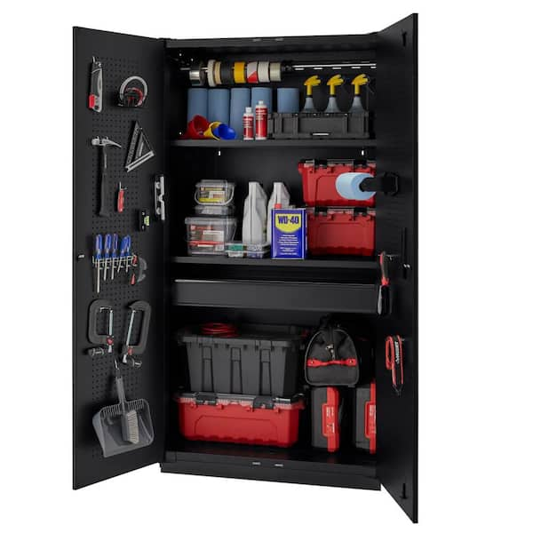 Husky 7-Piece Extra Wide Heavy Duty Welded Steel Garage Storage System in  Black (244 in. W x 82 in. H x 24 in. D) HTC621031-EX - The Home Depot