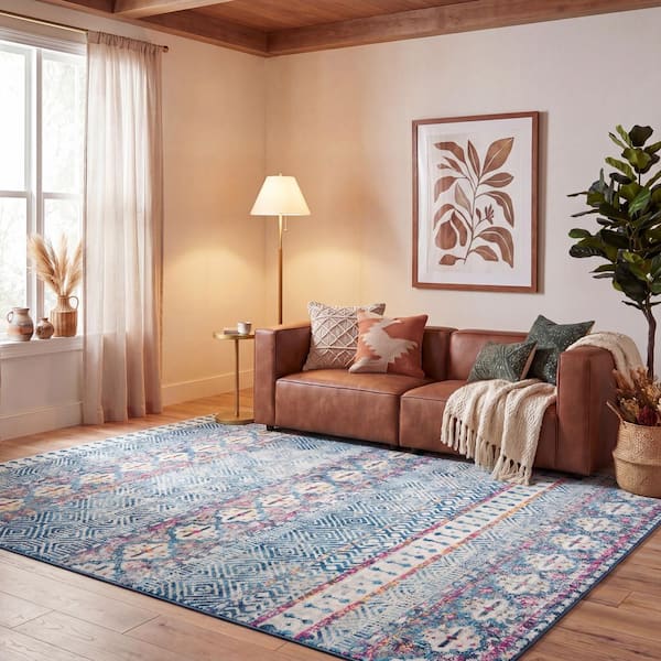 Madison 12 ft. x 15 ft. Denim Blue/Purple Geometric Area Rug