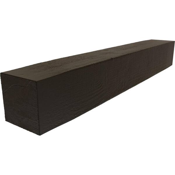 Ekena Millwork 6 in. x 8 in. x 6 ft. Rough Sawn Faux Wood Beam Fireplace Mantel Natural Espresso