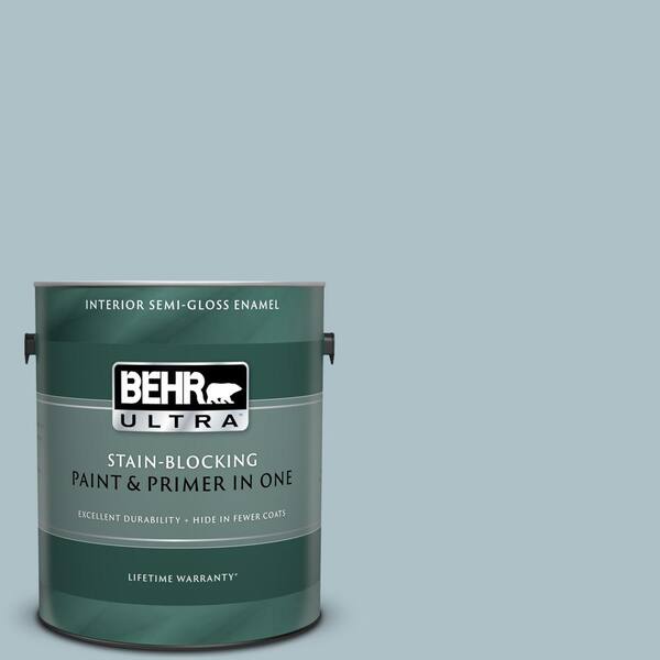 BEHR ULTRA 1 gal. #UL220-7 Ozone Semi-Gloss Enamel Interior Paint and Primer in One