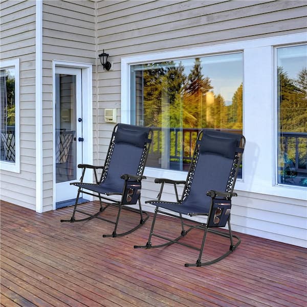 Yaheetech 2-Piece 26 in. Foldable Outdoor Lounge Chair with Headrest Pillow