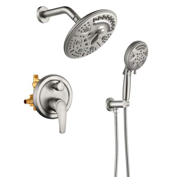Rainfull Single Handle 8-Spray 8 in. Shower Faucet 1.8 GPM Kit with Pressure Balance Valve in Brushed Nickel