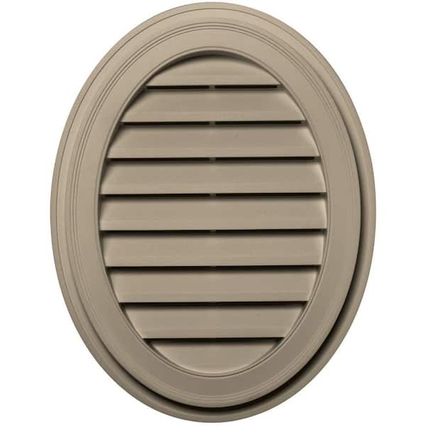 Builders Edge 21 in. x 27 in. Oval Brown/Tan Plastic UV Resistant Gable Louver Vent