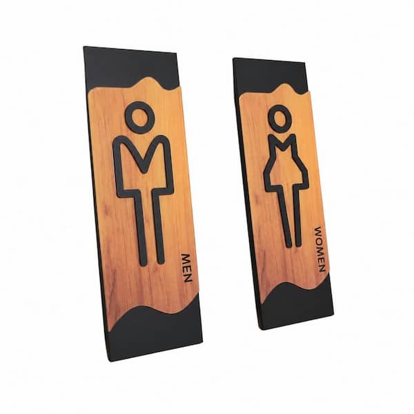 2 Pack Acrylic Restroom Men Women Signs Bathroom Waterproof Double-Sided Adhesive Door Wall Decor for Office Restaurant