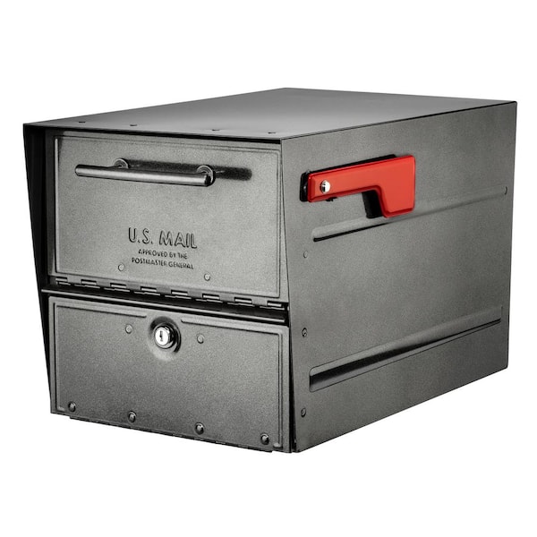 Architectural Mailboxes Oasis Eclipse Pewter, Large, Steel, Locking, Post Mount Parcel Mailbox
