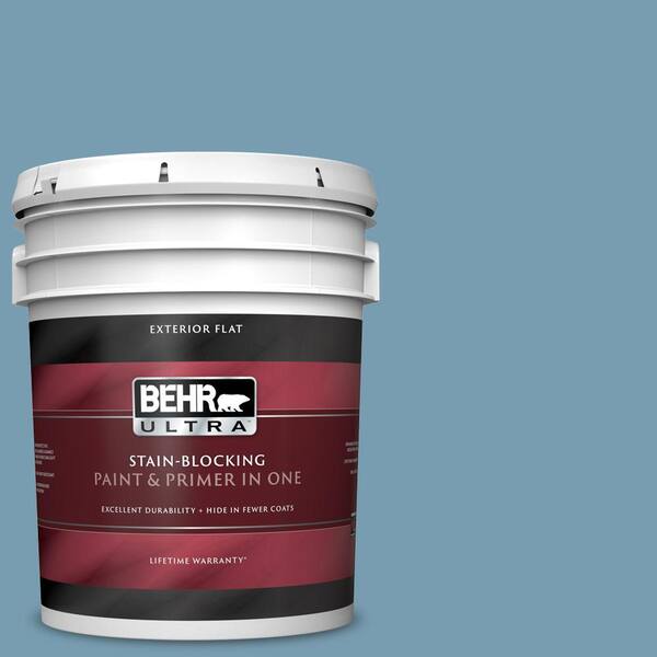 BEHR ULTRA 5 gal. #UL230-17 Blue Cascade Flat Exterior Paint and Primer in One