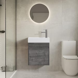 18-1/8 in. W x 10-1/4 in. D x 22-13/16 in. H Bath Vanity in Plaid Grey Oak with White Resin Basin Top