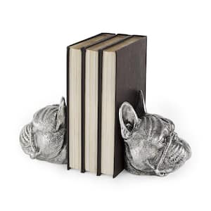Antiqued Silver Pug Shaped Bookends Antiqued Silver Pug Shaped Bookends