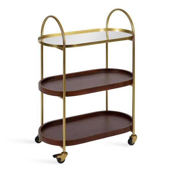 Maxfield Walnut Brown/Gold 26 in. W Bar Cart