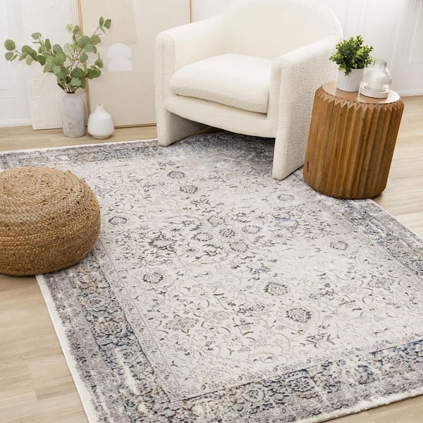 Veridian Collections 5 ft. x 8 ft. Beige Border, Classic, Elegant Indoor Area Rug