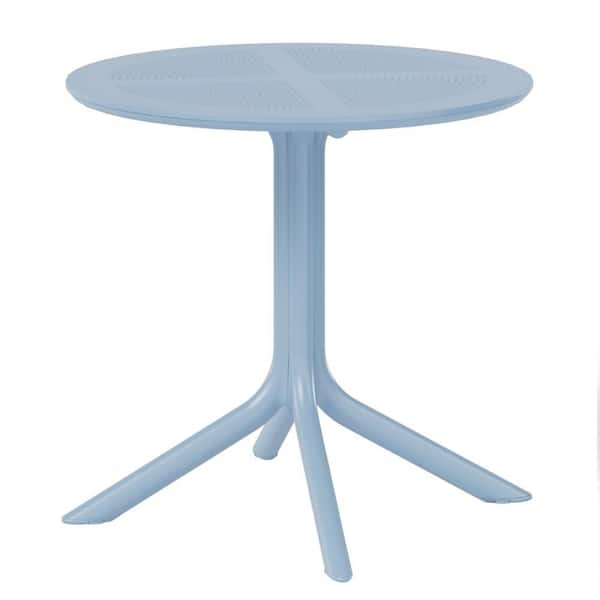 Frond&Form Modern Outdoor Patio Poly Plastic 31.5" Round Dining Table in Blue