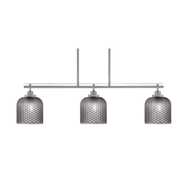 Unbranded Monroe 3-Light Brushed Nickel, Billiard Light, Any room with 7 in. Smoke Textured Glass Shades no bulbs included