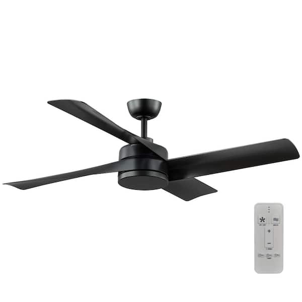 Baymore 52 in. Indoor/Outdoor Matte Black Ceiling Fan with Remote Control Included