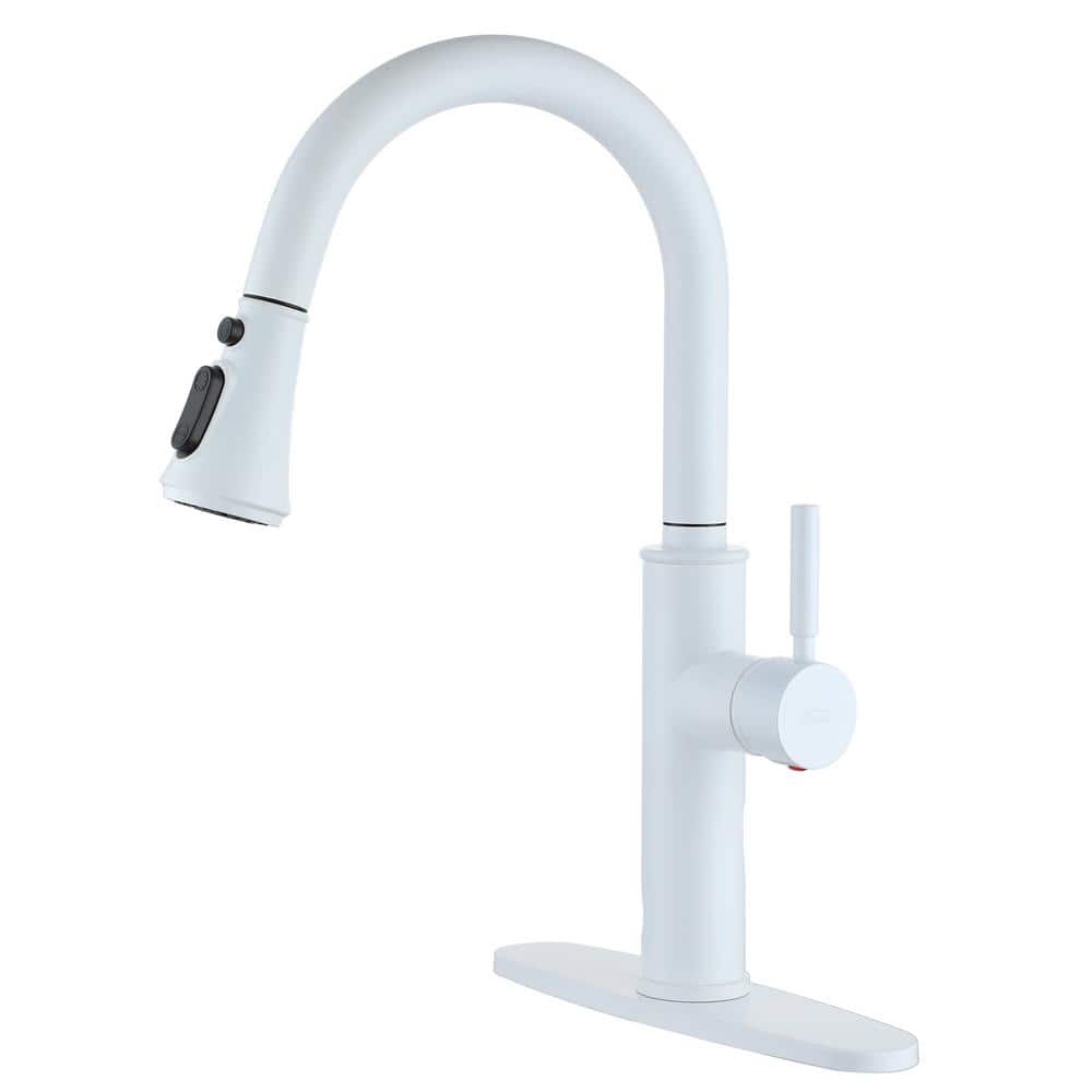 4-Spray Patterns Single Handle Pull Down Sprayer Kitchen Faucet with Deckpl