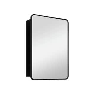 20 in. W x 28 in. H Rectangular Iron Medicine Cabinet with Mirror Black framed Anti-Fog LED