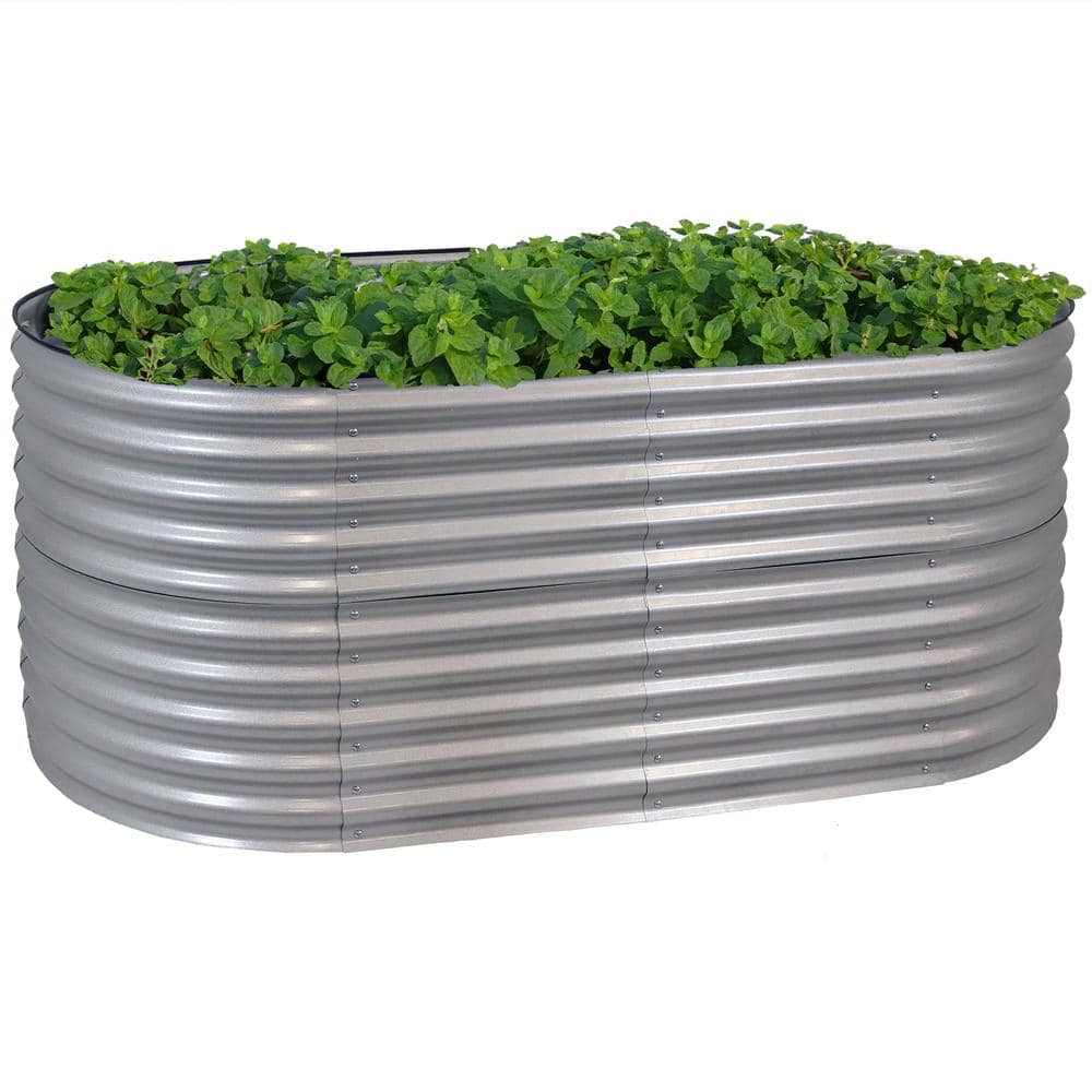 Large Silver Galvalume Steel Raised Garden Bed for Outdoor Use