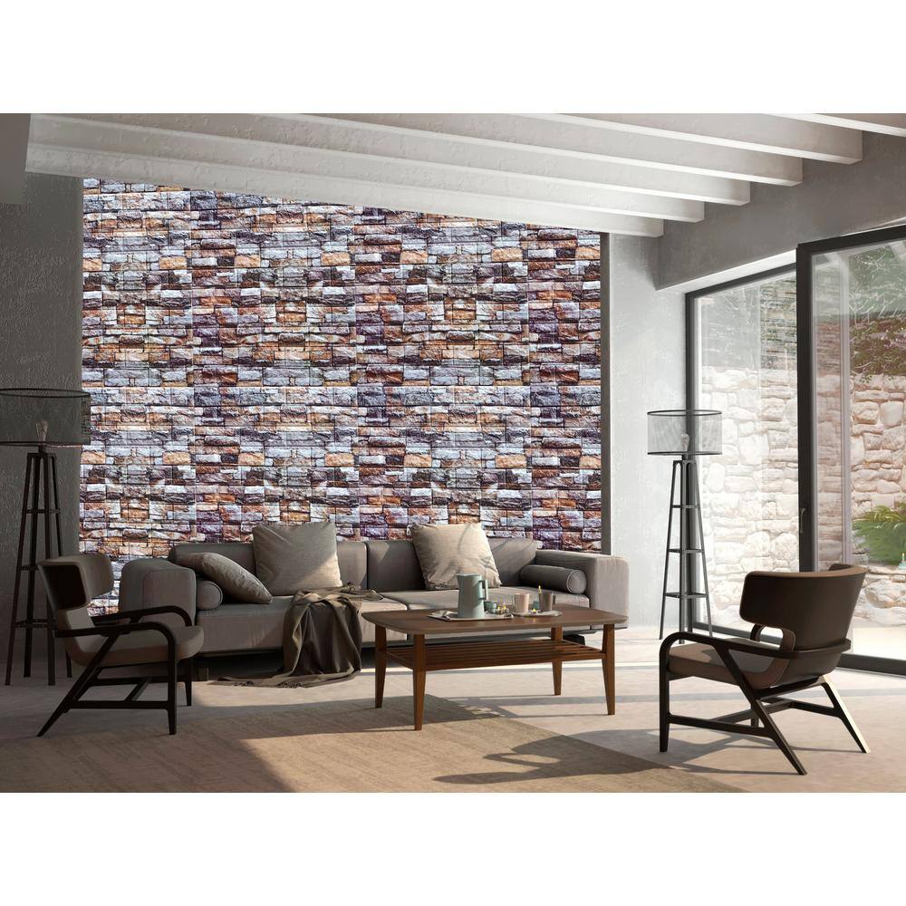 Multicolored Faux Brick 28" x 28" Peel and Stick Wall Panels