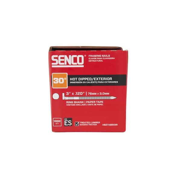 H627ASBXNR 3" x. 012 Diamond head Framing Nail Hot Dipped Galvanized 30-degree Angled Strip Retail pack of 1000