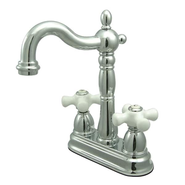 Kingston Brass Heritage 2-Handle Bar Faucet in Polished Chrome