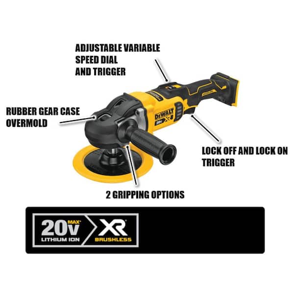 DeWalt 20V Max XR Cordless Brushless 7 in. Variable Speed Rotary Polisher with 20V 5.0Ah Lithium-Ion Battery Pack
