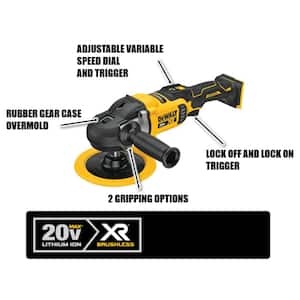 20V MAX XR Cordless Brushless 7 in. Variable Speed Rotary Polisher with 20V 5.0Ah Lithium-Ion Battery Pack