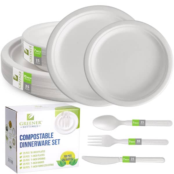 Paper Plate-Compostable White Plant-Based Platter-Go-Compost