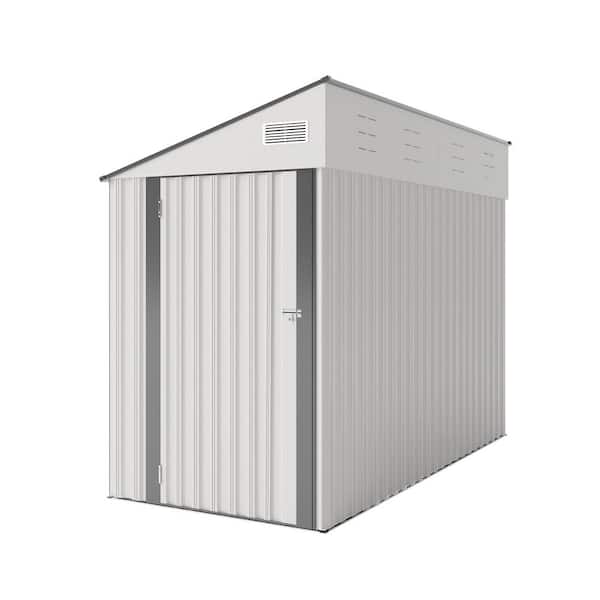 Metal Garden Shed, 96.9 in. W x 46 in. D x 80.3 in. H White Steel Outdoor Storage Cabinet