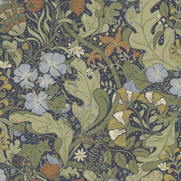 A-Street Prints Elise Blue Nouveau Gardens Paper Matte Non-Pasted Wallpaper Roll