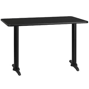 30 in. x 48 in. Rectangular Black Laminate Table Top with 5 in. x 22 in. Table Height Bases
