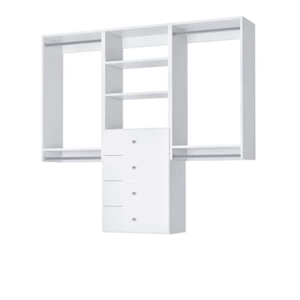 Vista Collection 67.5 in. W White Closet Kit Premium Closet Kit Wall Mounted 9-Shelf Wood Closet System