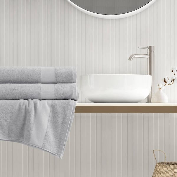510 Design Premium Turkish Cotton 2-Piece Light Grey Solid Bath Towel Set