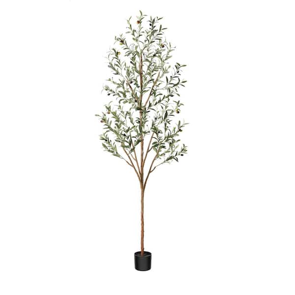 7 ft. Artificial Olive Tree in Pot Tall Fake Plant with Faux Branches and Fruits for Modern Office Floor Decor