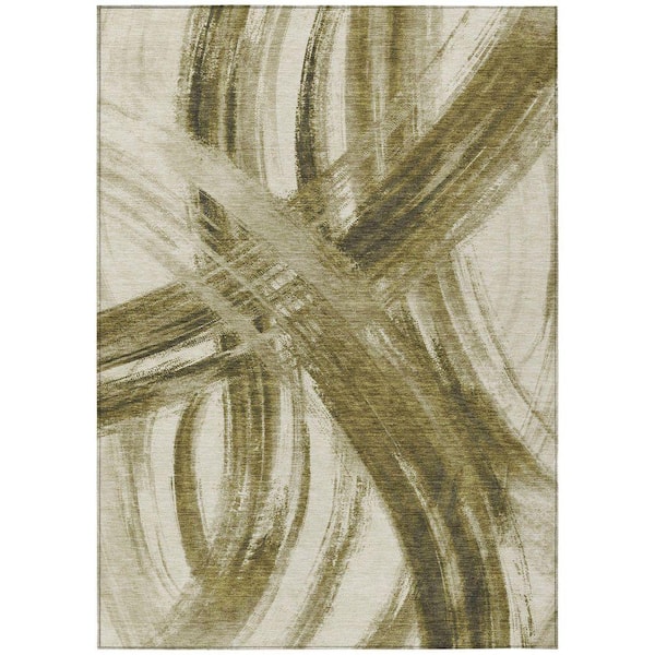 Chantille Machine Washable Indoor/Outdoor Abstract ACN2421 Khaki 8 ft. x 10 ft. Area Rug