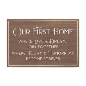 Our First Home Brown Wood Wall Decorative Sign