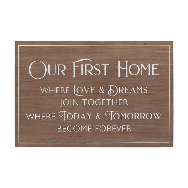 PARISLOFT Our First Home Brown Wood Wall Decorative Sign