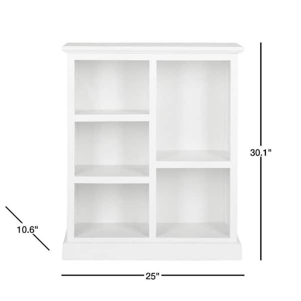 White Wood 5 Shelf Etagere Bookcase, White Bookcase With Storage