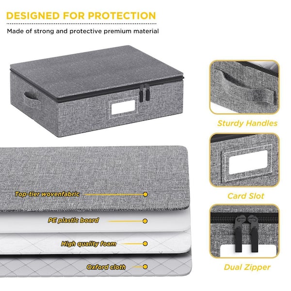 Wudkey Cup and Mug Storage Box with Hard Shell and Dividers