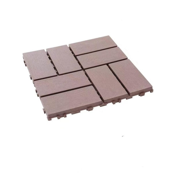 Tidoin Outdoor 1 ft. x 1 ft. Composite Deck Tile in Brown(44 Per Box)