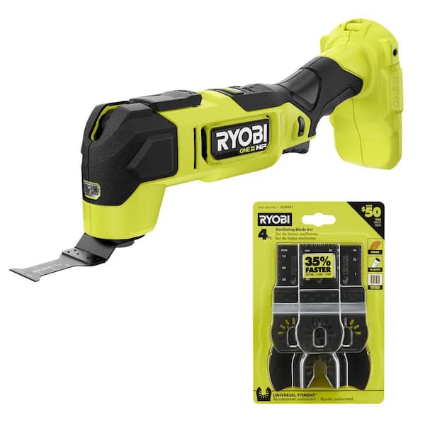 ONE+ HP 18V Brushless Cordless Oscillating Multi-Tool (Tool Only) with 4-Piece Wood Oscillating Multi-Tool Blade Set