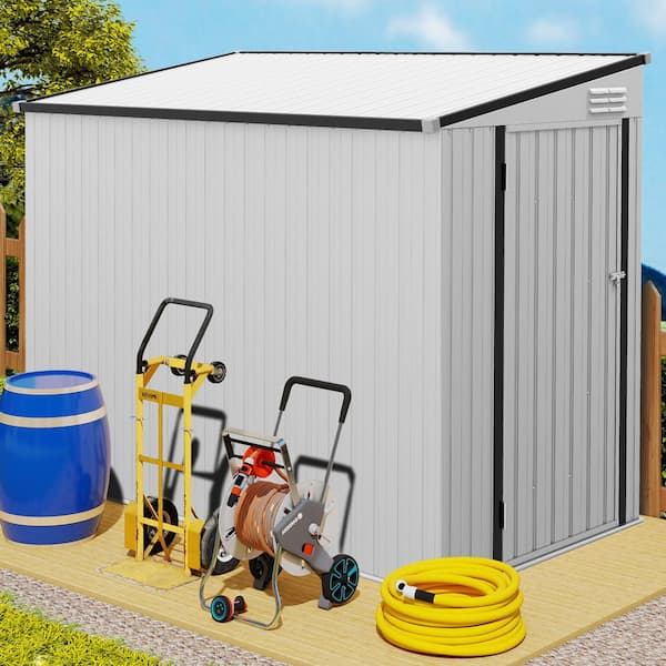4 ft. W x 7.7 ft. D Metal Shed with Lockable Door and 2 Air Vents, Garden Outdoor Storage Sheds in White (28 sq. ft. )