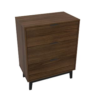 Victoria Walnut  3-Drawer Chest of Drawers (26.25 in. W x 15.75 in. D x 33.5 in. H)