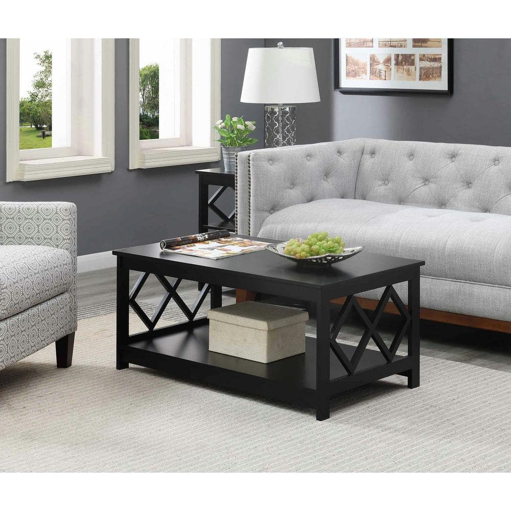 Contemporary Diamond Cut-Out Black Coffee Table