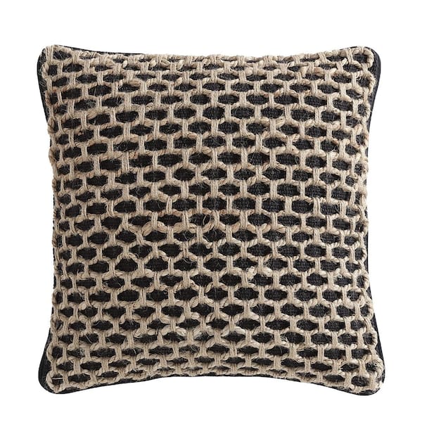 Boho Living Jada Black Geometric Braided Polyester 18 in. x 18 in. Throw Pillow