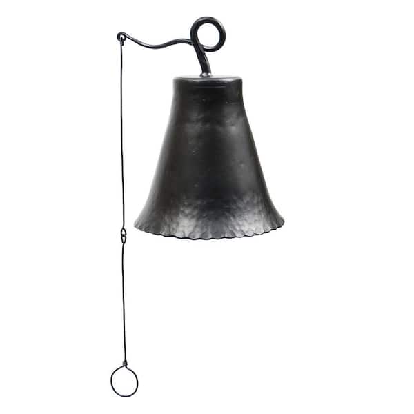 ACHLA DESIGNS Old Time Farmhouse Style Wrought Iron Large Bell, 11.75 in. Tall Graphite Powder Coat Finish