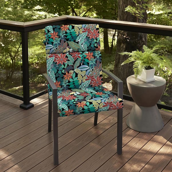 Dining Chair Tropical Seat Cushions Hampton Bay 20 X 24 Black