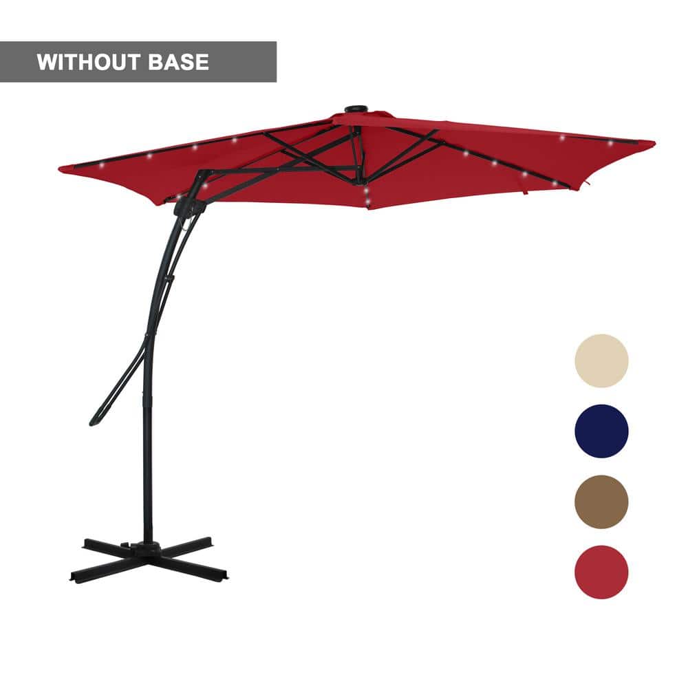 10 ft. Hexagon Steel Offset Patio Umbrella with Solar Light in Red price history on PriceWatchPro